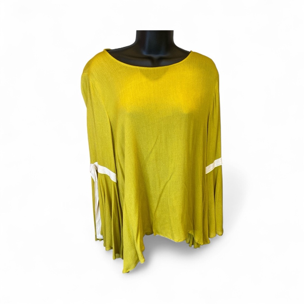 Davi & Dani Mustard Brown Bell Sleeve Top Women’s Size M - Picture 6 of 7